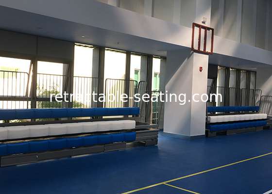 3 Rows Retractable Tribune Bench Seating Manually Operated For Tennis Court