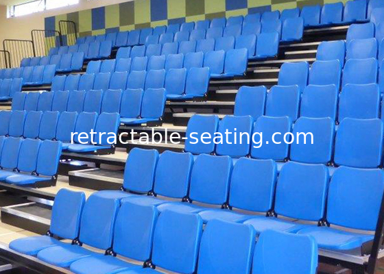 Power Drive Retractable Tiered Seating Telescopic Platform With Blue Folding Seats