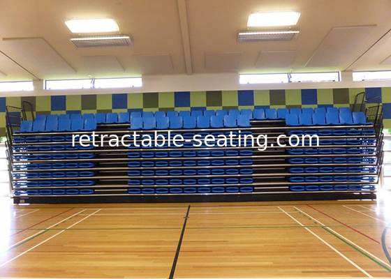 Power Drive Retractable Tiered Seating Telescopic Platform With Blue Folding Seats