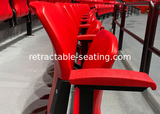 Red Folding Stadium Chair Plastic Blow Molded HDPE Football Stadium Seating For Audience