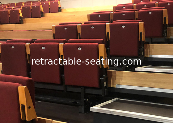 Automatically Tip Up Auditorium Seating Soft Fabric Upholstered Grandstand Seating