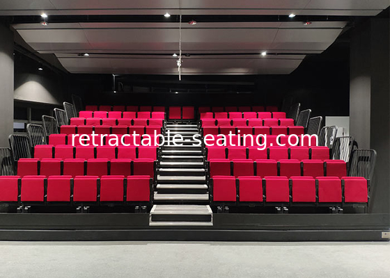 Indoor Cultural Center Retractable Bleachers With Soft Folding Chair Seating