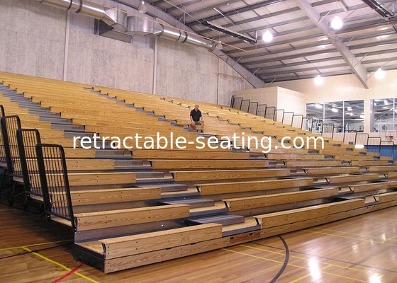 Manual Control Indoor Stadium Seating Systems Timber Bench Natural Appearance