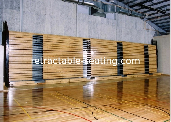 Warm / Natural Retractable Bleacher Seating Timber Bench Clear Polyurethane