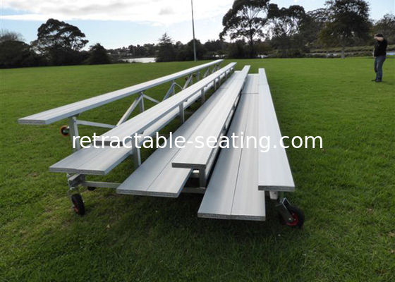 Portable Aluminum Stadium Bench Seating Pneumatic Wheels For Sport Court