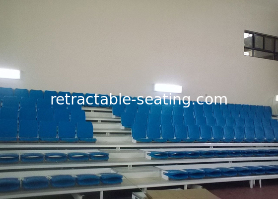 Badminton Court Retractable Bleacher Seating Metal Brackets HDPE Seating