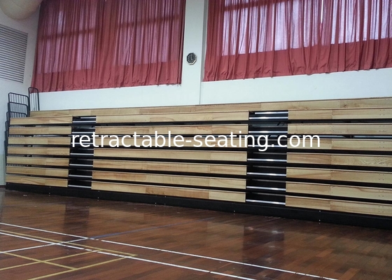 Motorized Retractable Gym Seating Wooden Bench For Multi - Functional Hall
