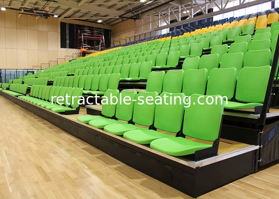 Gymnasium Retractable Stadium Seating Anti - Slip Plywood Decking With Blow Moulded Seats