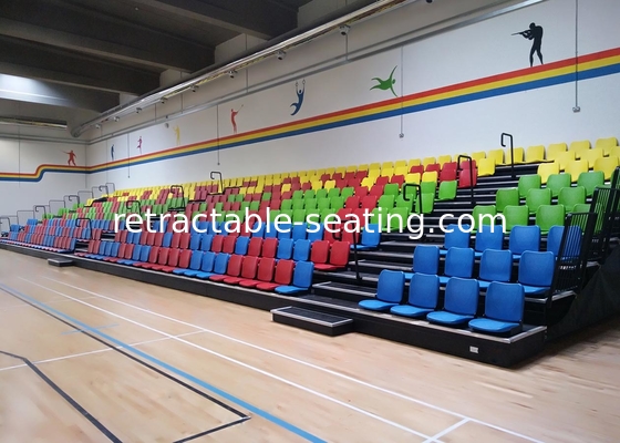 Floor Mounted Football Stadium Bleachers , Retractable Bleacher Seating With Wall Attached Platform