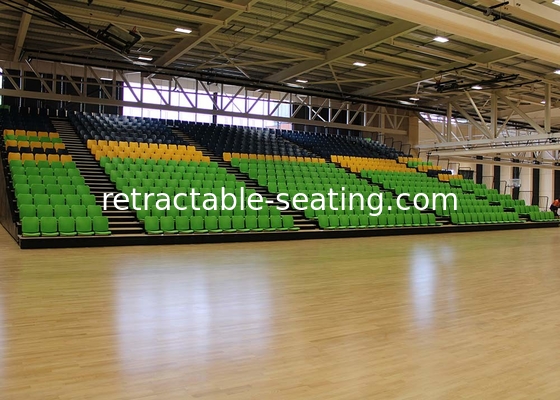 Retractable Indoor Bleachers With Self Storing End Rail folding blow-molded polymer chair for Sport hall
