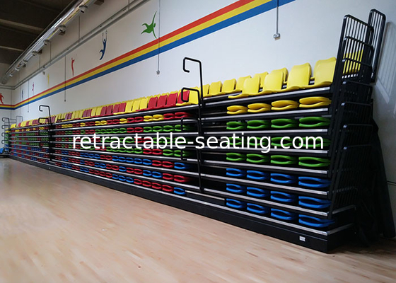 Retractable Indoor Bleachers With Self Storing End Rail folding blow-molded polymer chair for Sport hall