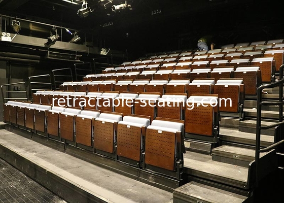 Soft Retractable Granstands Power Operation With Padded Upholstered Seat Base