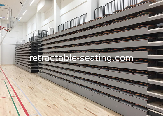 Easily Operated Telescopic Stadium Seating Systems Durable With HDPE Gray Seats