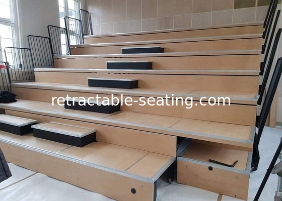 Small Spectator Retractable Gym Bleachers Seating With Portable Access Stairs