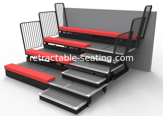 Manual Control System Retractable Grandstands Comfortable Upholstered Bench