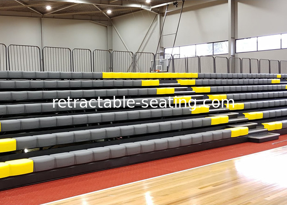 Yellow Gray Bench 7 Rows 250mm Retractable Theater Seating