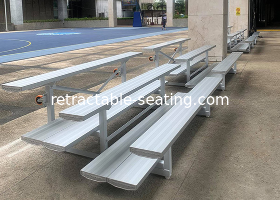 Movable Temporary Spectator Stands Aluminum Bench Bleacher With Wheels
