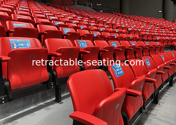 Fire Retardant Football Stadium Seats Plastic With Automatically Folding Seat Base