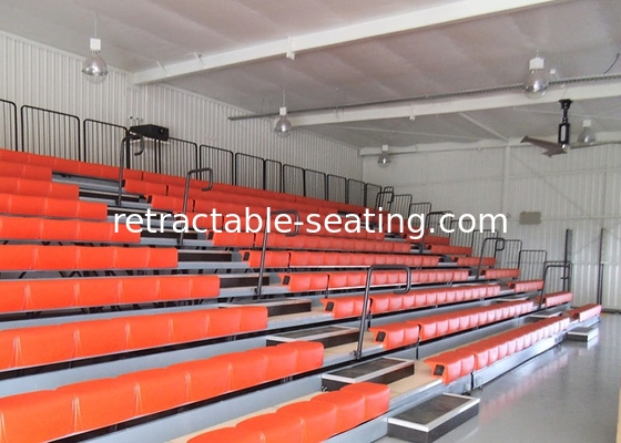 Plastic Retractable Gym Bleachers Tribune Seating With Customized Handrail