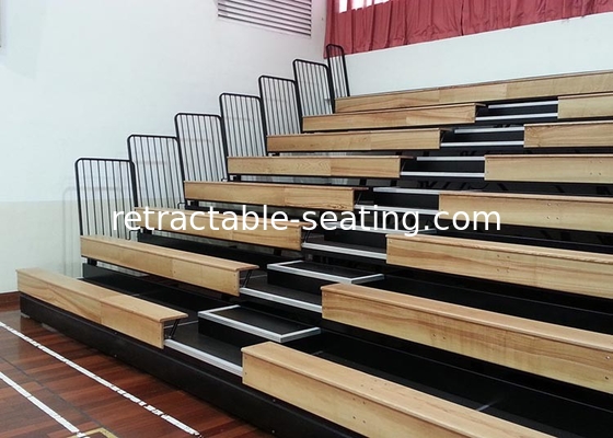 Indoor Wood Tiered Retractable Bleacher Seating For High School
