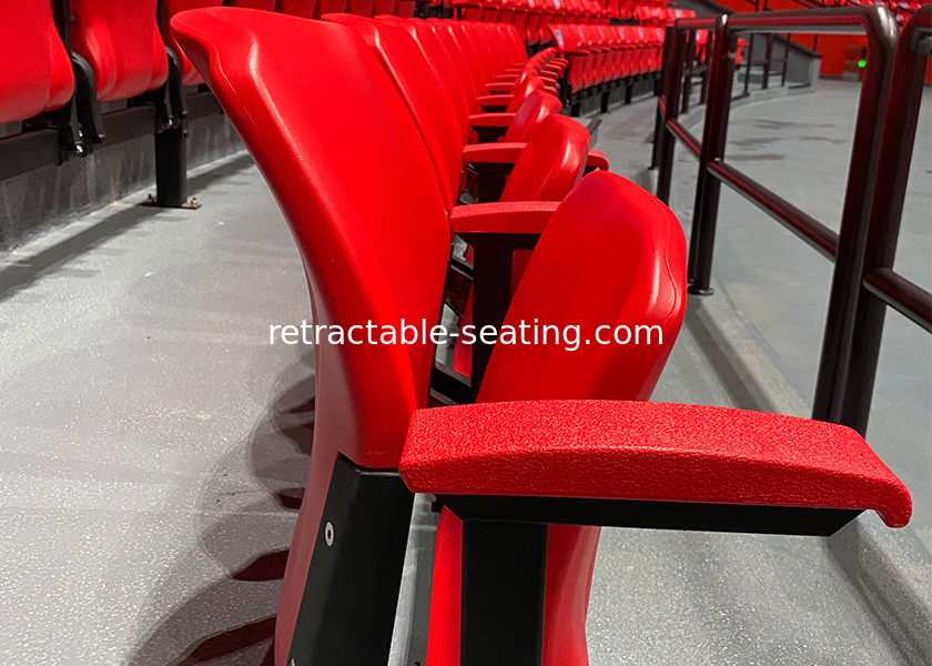 Red Folding Stadium Chair Plastic Blow Molded HDPE Football Stadium Seating For Audience