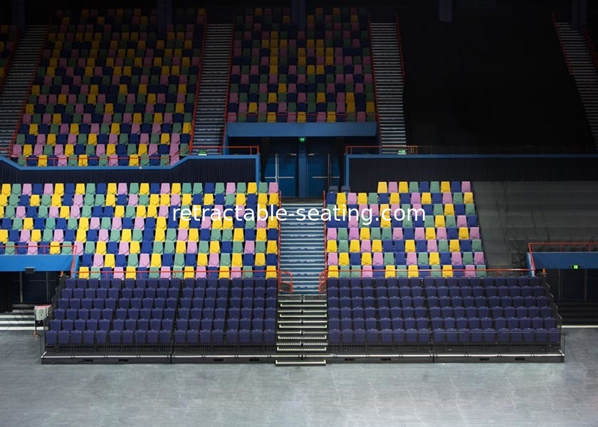 Powerful Telescopic Seating Systems For Sport Hall Color Collocation