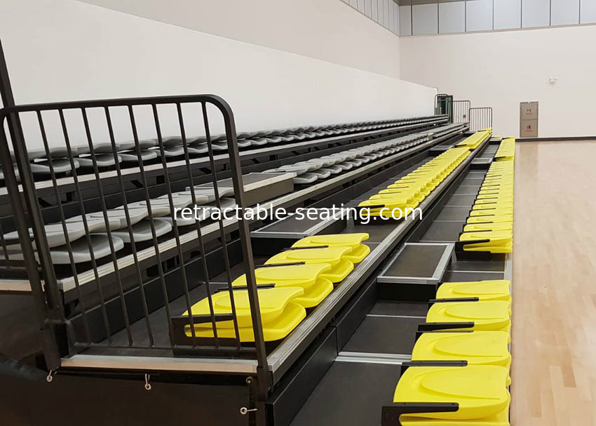 Retractable Indoor Bleachers With Self Storing End Rail folding blow-molded polymer chair for Sport hall