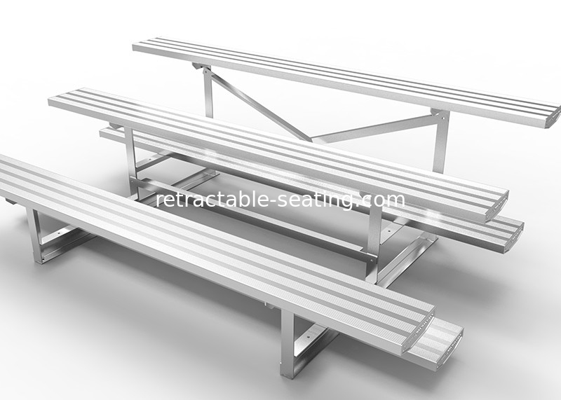 Three Rows Fixed Aluminum Temporary Spectator Stands For Soccer Football Court